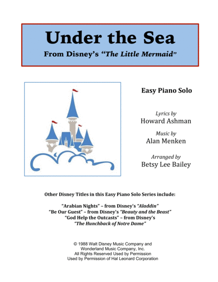 Free Sheet Music Under The Sea Easy Piano Solo