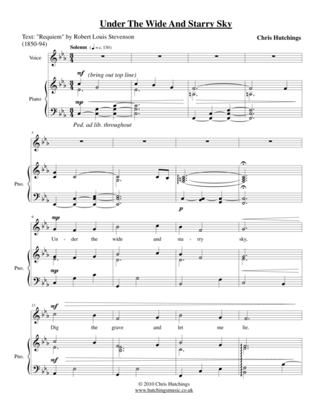 Under The Wide And Starry Sky Childrens Choir And Piano Sheet Music