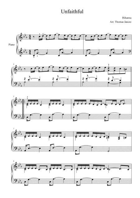 Unfaithful Sheet Music