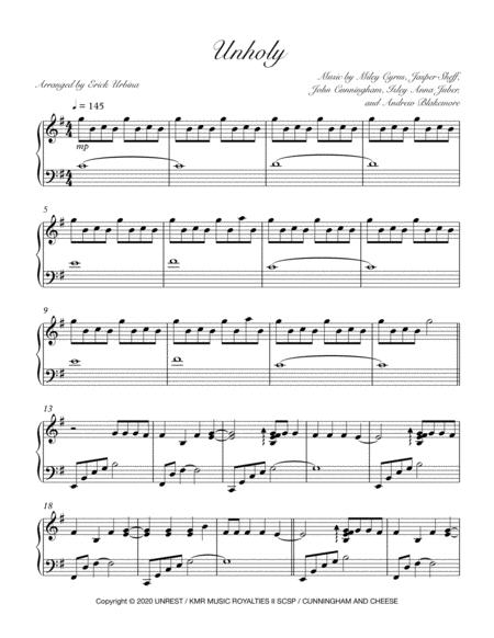 Free Sheet Music Unholy