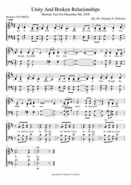 Unity And Broken Relationships Sheet Music