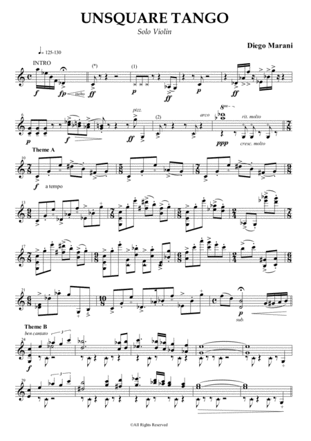 Free Sheet Music Unsquare Tango For Solo Violin