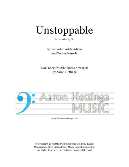 Unstoppable Sia Lead Sheet Vocals Chords Sheet Music