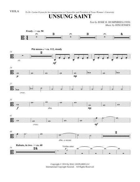 Free Sheet Music Unsung Saint Viola