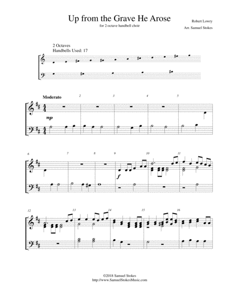 Up From The Grave He Arose Low In The Grave He Lay For 2 Octave Handbell Choir Sheet Music