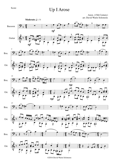 Free Sheet Music Up I Arose In Verno Tempore For Bassoon And Guitar