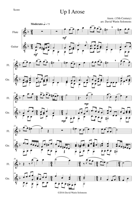 Free Sheet Music Up I Arose In Verno Tempore For Flute And Guitar