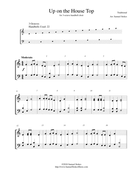 Free Sheet Music Up On The House Top For 3 Octave Handbell Choir