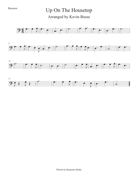 Free Sheet Music Up On The Housetops Easy Key Of C Bassoon