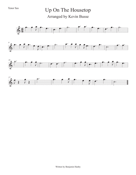 Up On The Housetops Easy Key Of C Tenor Sax Sheet Music