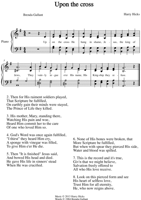 Upon The Cross A Brand New Hymn Sheet Music