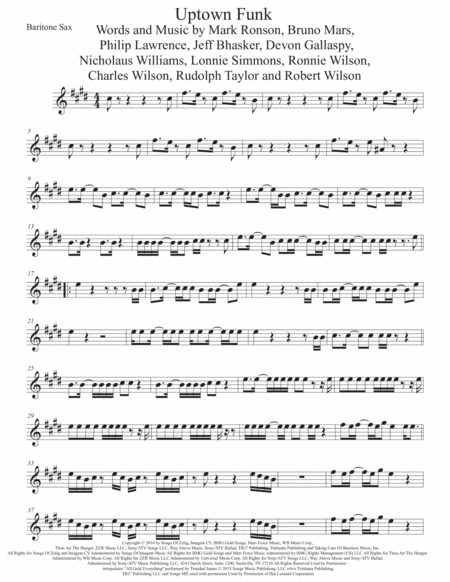 Uptown Funk Bari Sax Sheet Music