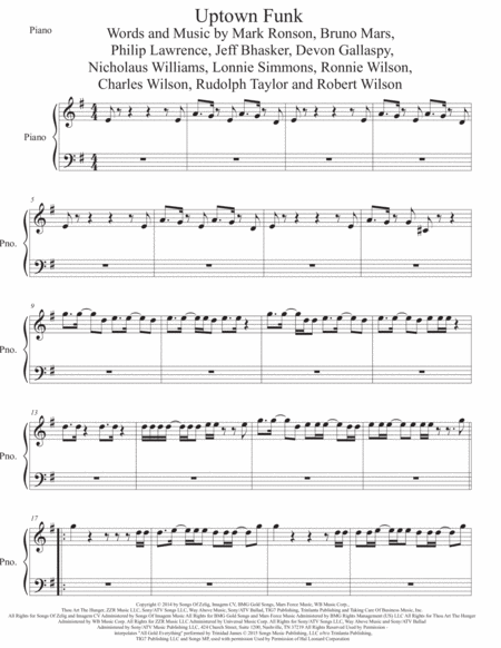 Uptown Funk Piano Sheet Music