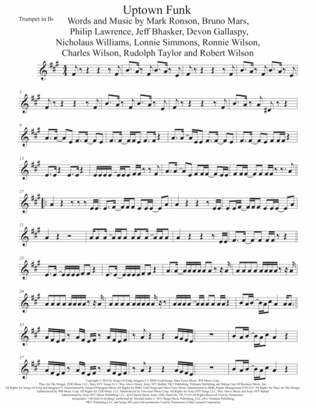 Uptown Funk Trumpet Sheet Music