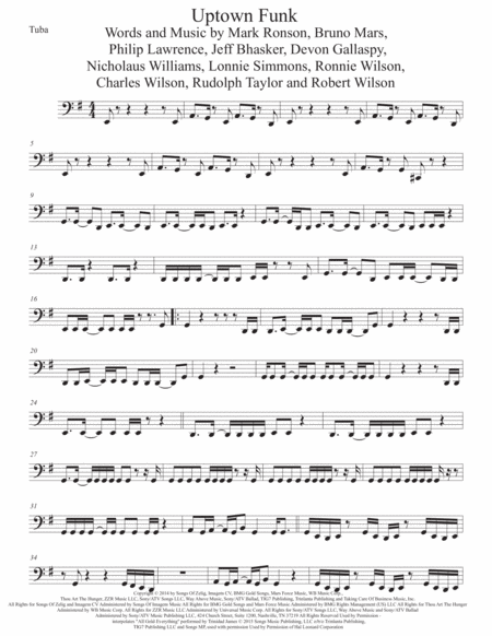 Uptown Funk Tuba Sheet Music