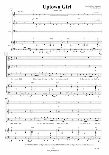 Uptown Girl Sabar Piano Sheet Music