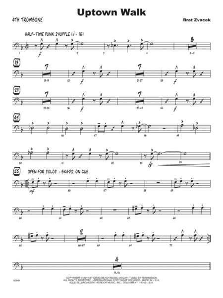 Free Sheet Music Uptown Walk 4th Trombone