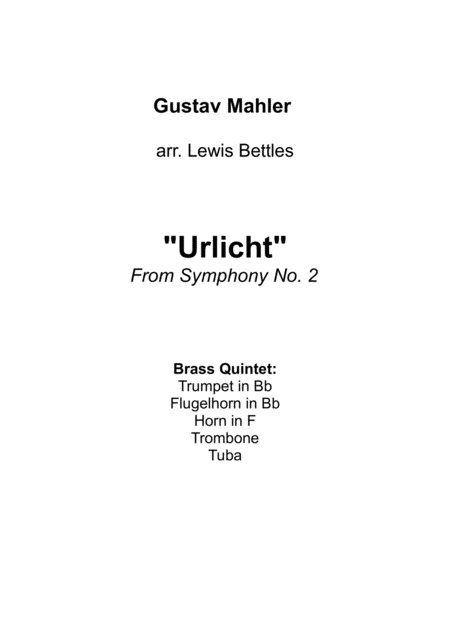 Free Sheet Music Urlicht From Symphony No 2
