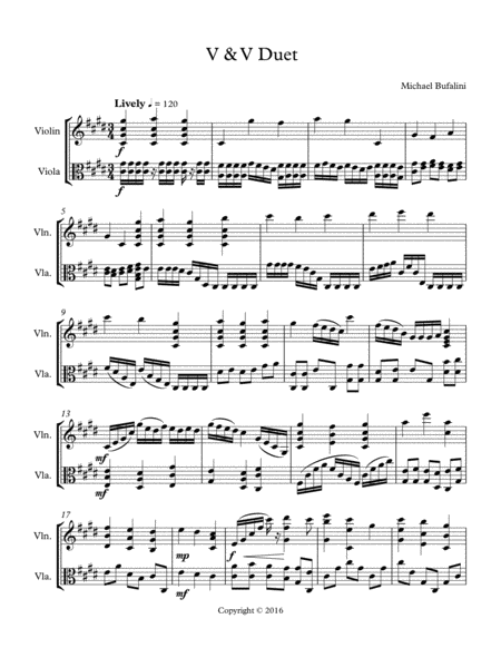 Free Sheet Music V V Duet