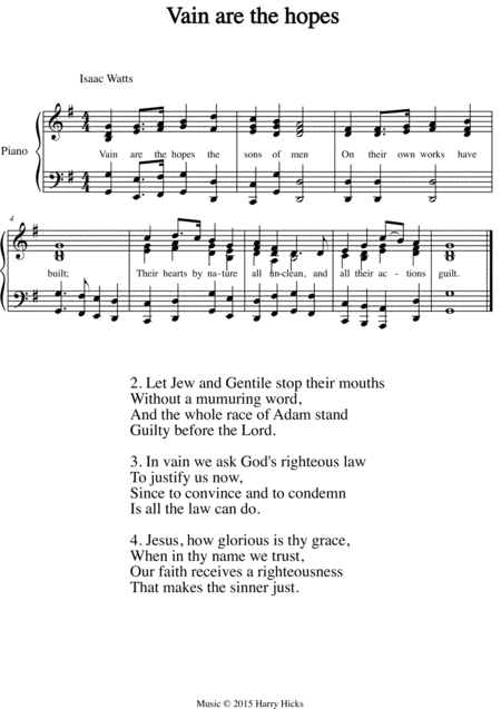 Free Sheet Music Vain Are The Hopes A New Tune To A Wonderful Isaac Watts Hymn