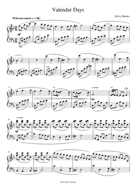 Valendar Days A Very Pretty Classical Piano Piece In F Major Sheet Music