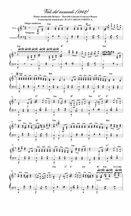 Free Sheet Music Vals Del Recuerdo Por Moiss Smolarchik Brenner Y Marcello Gicomo Francesco Boasso