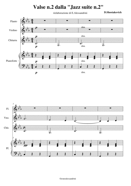 Valse 2 Dalla Jazz Suite Quartet Sheet Music