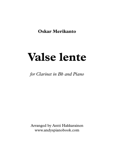 Valse Lente Clarinet Piano Sheet Music