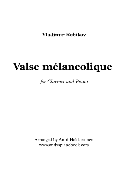 Valse Melancolique Clarinet Piano Sheet Music