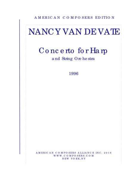 Free Sheet Music Van De Vate Concerto For Harp And String Orchestra