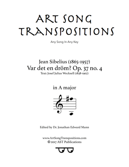 Var Det En Drm Op 37 No 4 A Major Sheet Music