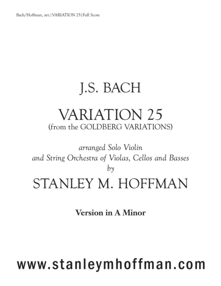 Variation 25 From The Goldberg Variations Sheet Music