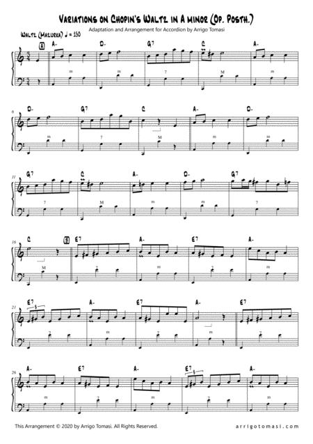 Free Sheet Music Variations For Accordion On Chopins Waltz In A Minor Op Posth