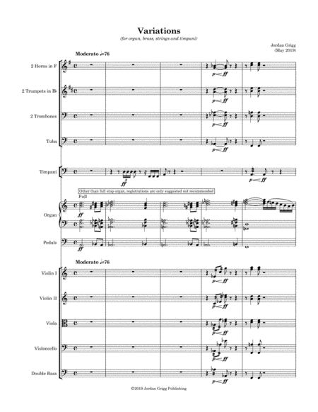 Free Sheet Music Variations For Organ Brass Strings And Timpani