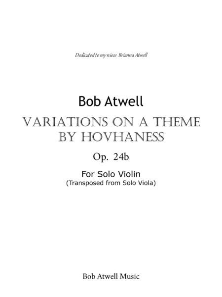 Free Sheet Music Variations On A Theme By Hovhaness Violin