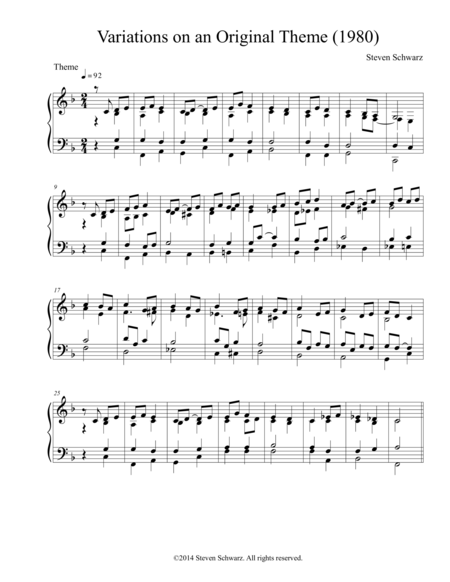 Free Sheet Music Variations On An Original Theme 1980