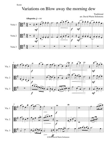 Free Sheet Music Variations On Blow Away The Morning Dew For Viola Trio