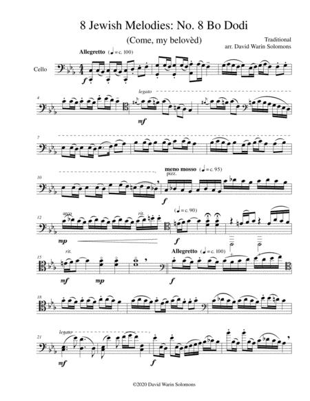 Variations On Bo Dodi Come My Belovd For Cello Solo Sheet Music