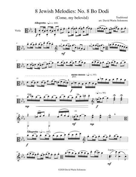 Free Sheet Music Variations On Bo Dodi Come My Belovd For Viola Solo