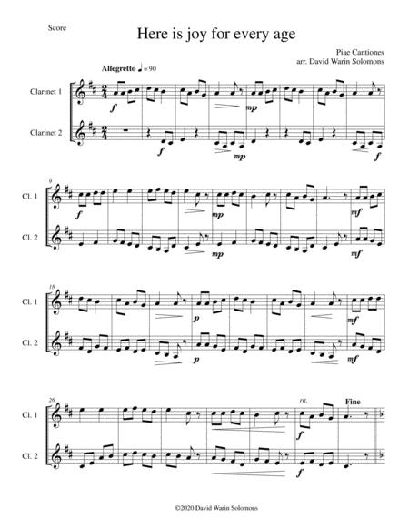 Variations On Here Is Joy For Every Age Ecce Novum Gaudium From Piae Cantiones For 2 Clarinets Sheet Music