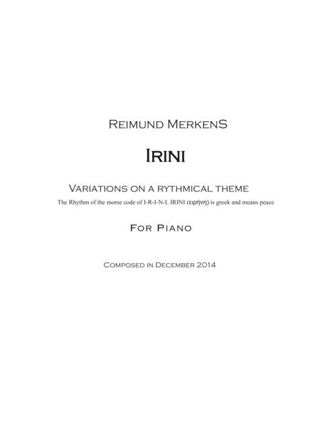 Free Sheet Music Variations On I R I N I For Piano