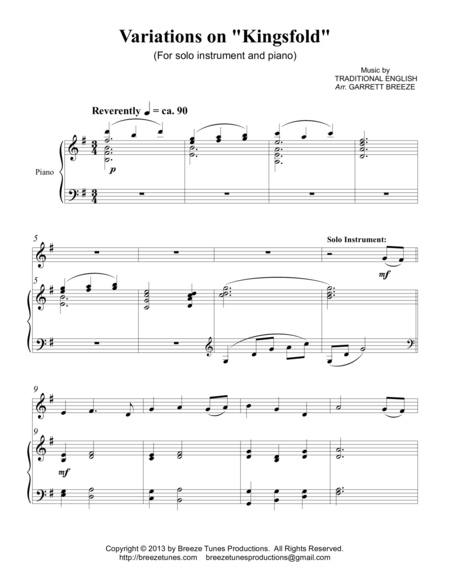 Variations On Kingsfold Sheet Music