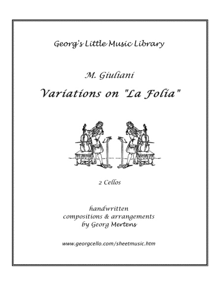 Free Sheet Music Variations On La Folia By M Giuliani For 2 Cellos