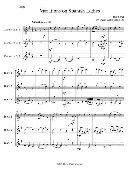 Variations On Spanish Ladies For 3 Clarinets Sheet Music