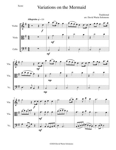 Free Sheet Music Variations On The Mermaid For String Trio