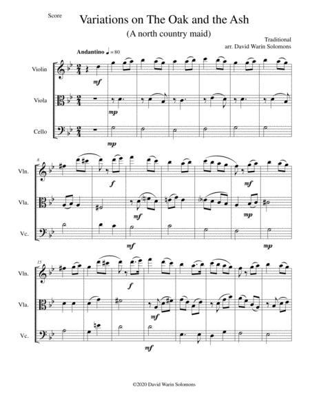 Variations On The Oak And The Ash A North Country Maid For String Trio Sheet Music