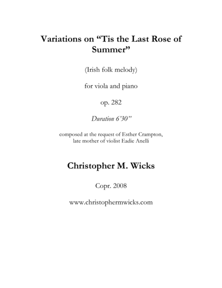 Free Sheet Music Variations On Tis The Last Rose Of Summer
