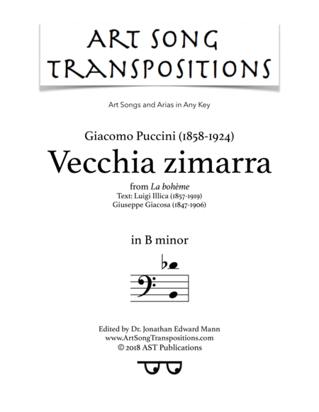 Vecchia Zimarra B Minor Sheet Music