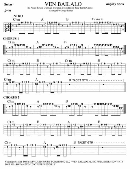 Ven Bailalo Guitar Tab Sheet Music