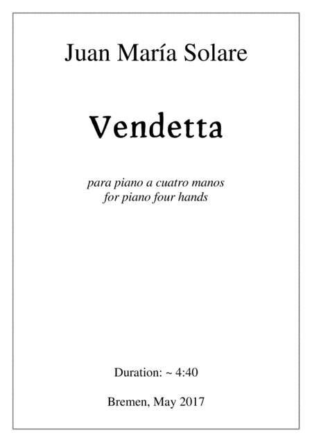 Vendetta Piano 4 Hands Sheet Music